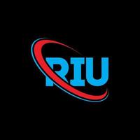 logotipo de riú. carta de rio. diseño del logotipo de la letra riu. Logotipo de iniciales riu enlazado con círculo y logotipo monograma en mayúsculas. tipografía riu para tecnología, negocios y marca inmobiliaria. vector