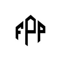 diseño de logotipo de letra fpp con forma de polígono. diseño de logotipo en forma de cubo y polígono fpp. plantilla de logotipo vectorial hexagonal fpp colores blanco y negro. monograma fpp, logotipo empresarial y inmobiliario. vector