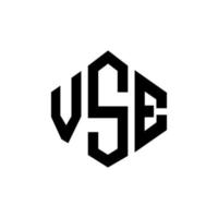 VSE letter logo design with polygon shape. VSE polygon and cube shape logo design. VSE hexagon vector logo template white and black colors. VSE monogram, business and real estate logo.