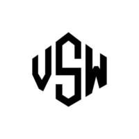 VSW letter logo design with polygon shape. VSW polygon and cube shape logo design. VSW hexagon vector logo template white and black colors. VSW monogram, business and real estate logo.