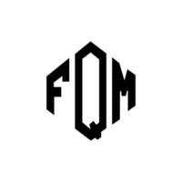 FQM letter logo design with polygon shape. FQM polygon and cube shape logo design. FQM hexagon vector logo template white and black colors. FQM monogram, business and real estate logo.