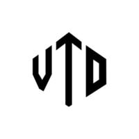 VTO letter logo design with polygon shape. VTO polygon and cube shape logo design. VTO hexagon vector logo template white and black colors. VTO monogram, business and real estate logo.