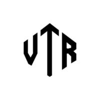 diseño de logotipo de letra vtr con forma de polígono. vtr polígono y diseño de logotipo en forma de cubo. vtr hexágono vector logo plantilla colores blanco y negro. monograma vtr, logotipo comercial e inmobiliario.