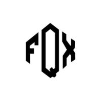 FQX letter logo design with polygon shape. FQX polygon and cube shape logo design. FQX hexagon vector logo template white and black colors. FQX monogram, business and real estate logo.