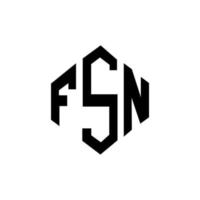 FSN letter logo design with polygon shape. FSN polygon and cube shape logo design. FSN hexagon vector logo template white and black colors. FSN monogram, business and real estate logo.