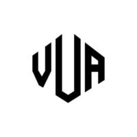 VUA letter logo design with polygon shape. VUA polygon and cube shape logo design. VUA hexagon vector logo template white and black colors. VUA monogram, business and real estate logo.