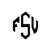 FSV letter logo design with polygon shape. FSV polygon and cube shape logo design. FSV hexagon vector logo template white and black colors. FSV monogram, business and real estate logo.
