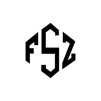 diseño de logotipo de letra fsz con forma de polígono. diseño de logotipo de forma de cubo y polígono fsz. fsz hexágono vector logo plantilla colores blanco y negro. monograma fsz, logotipo empresarial y inmobiliario.