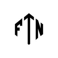 diseño de logotipo de letra ftn con forma de polígono. diseño de logotipo en forma de cubo y polígono ftn. ftn hexágono vector logo plantilla colores blanco y negro. monograma ftn, logotipo comercial e inmobiliario.