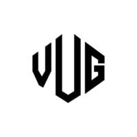 VUG letter logo design with polygon shape. VUG polygon and cube shape logo design. VUG hexagon vector logo template white and black colors. VUG monogram, business and real estate logo.