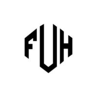 FUH letter logo design with polygon shape. FUH polygon and cube shape logo design. FUH hexagon vector logo template white and black colors. FUH monogram, business and real estate logo.