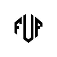 FUF letter logo design with polygon shape. FUF polygon and cube shape logo design. FUF hexagon vector logo template white and black colors. FUF monogram, business and real estate logo.