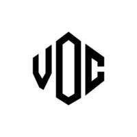 diseño de logotipo de letra voc con forma de polígono. diseño de logotipo de forma de cubo y polígono voc. voc hexágono vector logo plantilla colores blanco y negro. monograma voc, logotipo empresarial y inmobiliario.