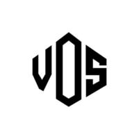 VOS letter logo design with polygon shape. VOS polygon and cube shape logo design. VOS hexagon vector logo template white and black colors. VOS monogram, business and real estate logo.