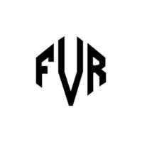 FVR letter logo design with polygon shape. FVR polygon and cube shape logo design. FVR hexagon vector logo template white and black colors. FVR monogram, business and real estate logo.