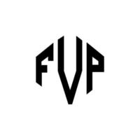 diseño de logotipo de letra fvp con forma de polígono. diseño de logotipo en forma de cubo y polígono fvp. plantilla de logotipo vectorial hexagonal fvp colores blanco y negro. Monograma fvp, logotipo empresarial y inmobiliario. vector