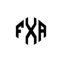 FXA letter logo design with polygon shape. FXA polygon and cube shape logo design. FXA hexagon vector logo template white and black colors. FXA monogram, business and real estate logo.