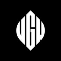 UGW circle letter logo design with circle and ellipse shape. UGW ellipse letters with typographic style. The three initials form a circle logo. UGW Circle Emblem Abstract Monogram Letter Mark Vector. vector