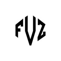 FVZ letter logo design with polygon shape. FVZ polygon and cube shape logo design. FVZ hexagon vector logo template white and black colors. FVZ monogram, business and real estate logo.