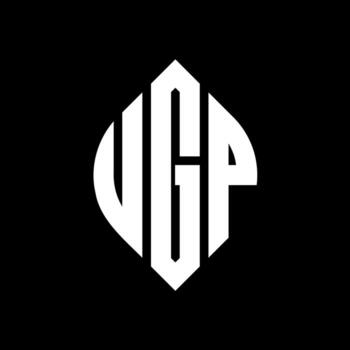 diseño de logotipo de letra de círculo ugp con forma de círculo y elipse. letras elipses ugp con estilo tipográfico. las tres iniciales forman un logo circular. vector de marca de letra de monograma abstracto del emblema del círculo ugp.