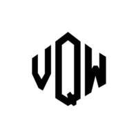 VQW letter logo design with polygon shape. VQW polygon and cube shape logo design. VQW hexagon vector logo template white and black colors. VQW monogram, business and real estate logo.