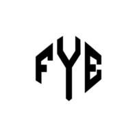 FYE letter logo design with polygon shape. FYE polygon and cube shape logo design. FYE hexagon vector logo template white and black colors. FYE monogram, business and real estate logo.