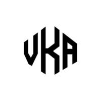 VKA letter logo design with polygon shape. VKA polygon and cube shape logo design. VKA hexagon vector logo template white and black colors. VKA monogram, business and real estate logo.