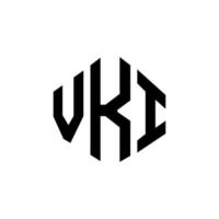 VKI letter logo design with polygon shape. VKI polygon and cube shape logo design. VKI hexagon vector logo template white and black colors. VKI monogram, business and real estate logo.