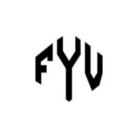 diseño de logotipo de letra fyv con forma de polígono. diseño de logotipo en forma de cubo y polígono fyv. fyv hexágono vector logo plantilla colores blanco y negro. monograma fyv, logotipo comercial y inmobiliario.
