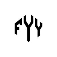 diseño de logotipo de letra fyy con forma de polígono. fyy polígono y diseño de logotipo en forma de cubo. fyy hexágono vector logo plantilla colores blanco y negro. monograma fyy, logotipo comercial y inmobiliario.