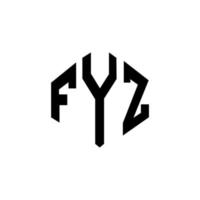 diseño de logotipo de letra fyz con forma de polígono. diseño de logotipo en forma de cubo y polígono fyz. fyz hexágono vector logo plantilla colores blanco y negro. monograma fyz, logotipo comercial y inmobiliario.