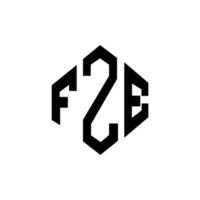 FZE letter logo design with polygon shape. FZE polygon and cube shape logo design. FZE hexagon vector logo template white and black colors. FZE monogram, business and real estate logo.