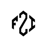 FZI letter logo design with polygon shape. FZI polygon and cube shape logo design. FZI hexagon vector logo template white and black colors. FZI monogram, business and real estate logo.