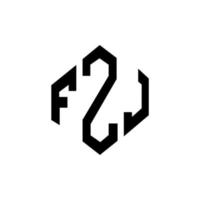 FZJ letter logo design with polygon shape. FZJ polygon and cube shape logo design. FZJ hexagon vector logo template white and black colors. FZJ monogram, business and real estate logo.