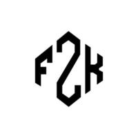 FZK letter logo design with polygon shape. FZK polygon and cube shape logo design. FZK hexagon vector logo template white and black colors. FZK monogram, business and real estate logo.