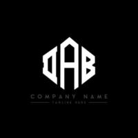 DAB letter logo design with polygon shape. DAB polygon and cube shape logo design. DAB hexagon vector logo template white and black colors. DAB monogram, business and real estate logo.
