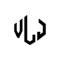 diseño de logotipo de letra vlj con forma de polígono. diseño de logotipo en forma de cubo y polígono vlj. vlj hexágono vector logo plantilla colores blanco y negro. monograma vlj, logotipo empresarial y inmobiliario.