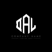 DAL letter logo design with polygon shape. DAL polygon and cube shape logo design. DAL hexagon vector logo template white and black colors. DAL monogram, business and real estate logo.