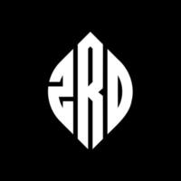 diseño de logotipo de letra de círculo zrd con forma de círculo y elipse. letras de elipse zrd con estilo tipográfico. las tres iniciales forman un logo circular. vector de marca de letra de monograma abstracto del emblema del círculo zrd.