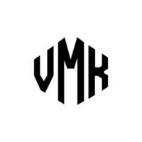 diseño de logotipo de letra vmk con forma de polígono. vmk polígono y diseño de logotipo en forma de cubo. vmk hexagon vector logo plantilla colores blanco y negro. Monograma vmk, logotipo comercial e inmobiliario.