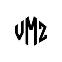 diseño de logotipo de letra vmz con forma de polígono. vmz polígono y diseño de logotipo en forma de cubo. vmz hexágono vector logo plantilla colores blanco y negro. Monograma vmz, logotipo empresarial y inmobiliario.