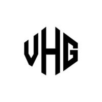 diseño de logotipo de letra vhg con forma de polígono. diseño de logotipo de forma de cubo y polígono vhg. vhg hexágono vector logo plantilla colores blanco y negro. monograma vhg, logotipo comercial e inmobiliario.