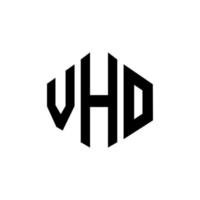 diseño de logotipo de letra vho con forma de polígono. vho polígono y diseño de logotipo en forma de cubo. vho hexágono vector logo plantilla colores blanco y negro. monograma vho, logotipo comercial e inmobiliario.