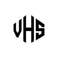 diseño de logotipo de letra vhs con forma de polígono. diseño de logotipo en forma de cubo y polígono vhs. plantilla de logotipo vectorial hexagonal vhs colores blanco y negro. Monograma vhs, logotipo comercial e inmobiliario. vector