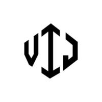 VIJ letter logo design with polygon shape. VIJ polygon and cube shape logo design. VIJ hexagon vector logo template white and black colors. VIJ monogram, business and real estate logo.
