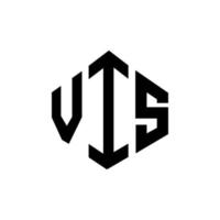 VIS letter logo design with polygon shape. VIS polygon and cube shape logo design. VIS hexagon vector logo template white and black colors. VIS monogram, business and real estate logo.