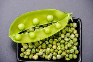 a stack of green sweet peas Pisum sativum photo