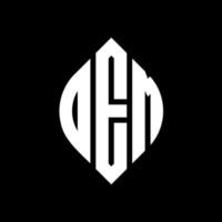 DEM circle letter logo design with circle and ellipse shape. DEM ellipse letters with typographic style. The three initials form a circle logo. DEM Circle Emblem Abstract Monogram Letter Mark Vector. vector