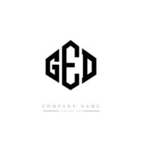 GED letter logo design with polygon shape. GED polygon and cube shape logo design. GED hexagon vector logo template white and black colors. GED monogram, business and real estate logo.