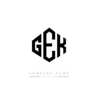 GEK letter logo design with polygon shape. GEK polygon and cube shape logo design. GEK hexagon vector logo template white and black colors. GEK monogram, business and real estate logo.